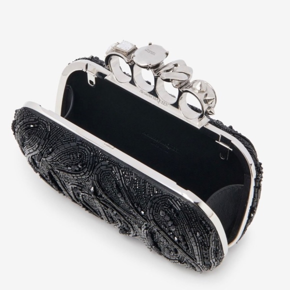 Alexander McQueen Black Beaded Four Ring Clutch / Shoulder bag - Picture 15 of 16